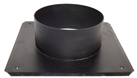 Stove Flue Liner Top Plate, 180mm Diameter, 295mm Square, Matt Black
