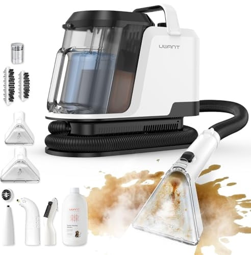 Uwant Y100 Steam Polsterreiniger Gerät, 3-in-1 Dampfreiniger für Sofa, Teppich und Auto mit 18KPA, 1750W Heißdampf, 65°C Heißwasser, Kaltwasser. Selbstreinigung, 7 Zubehör & Reinigungsmittel, 2 J. Gar