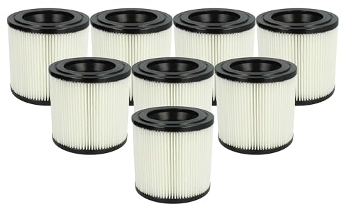 vhbw 8x Faltenfilter kompatibel mit Kärcher NT 22/1, 48/1, 27/1 Staubsauger - Patronenfilter Schwarz Weiß Abwaschbar