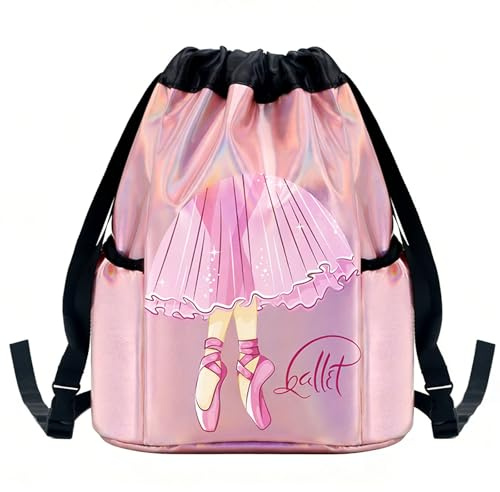 FooYee Ballett Turnbeutel für Mädchen, Sport Gym Tanzrucksack mit Schuhfach, Große Kapazität Tasche für Kinder Fitness, Schule, Reise, Strand & Schwimmbad (Pink)