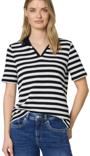 Street One Kurzarm Poloshirt mit Streifen Shadowed Navy 40