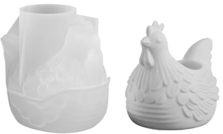 Chicken Resin Mold | Silicone Hen Mold for Candle Holder - Easy Release Mould - for Making Storage Containers Plaster Cement Ornaments Easter Home Farmhouse Holiday Spring Party Decor Family Friends