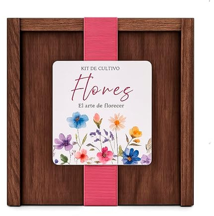 Kit Cultivo Flores – Caja Botánica de Madera con Semillas, Macetas y Pulverizador – Huerto Floral Interior Decorativo – Garden Pocket