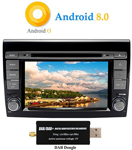 XISEDO Android 8.0 Autoradio 2 Din In-dash 7 Zoll Car Radio 8-Core RAM 4G ROM 32G Autonavigation Car Radio für Fiat Bravo(2007-2012) Unterstützt Lenkradkontrolle, RDS, WiFi, Bluetooth (mit DAB Dongle)