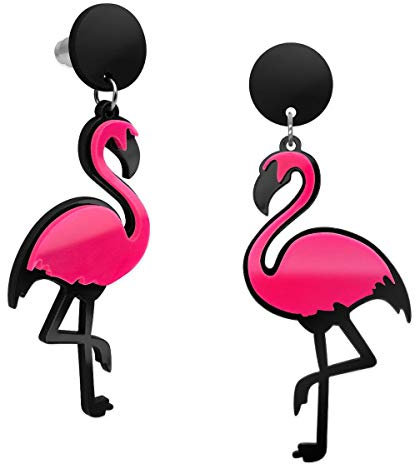 Soul-Cats 1 Paar Flamingo Ohrringe schwarz pink für Damen