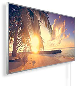 Könighaus 800W Infrarotheizung mit Bild in HD Qualität ✓ inkl. Smart Thermostat ✓ 5 Jahre Garantie ✓ Doppelter überhitzungsschutz ✓ Infrarot Wandheizung ✓ Motiv: 54. Palme Meer