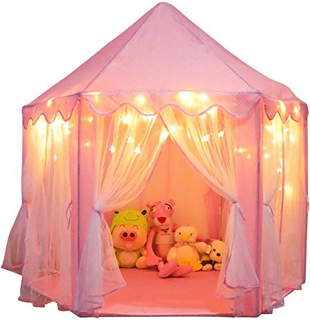 ORIAN Princess Tent for Girls, Kids Pink Play Tent, Ages 2–7, 55 x 53