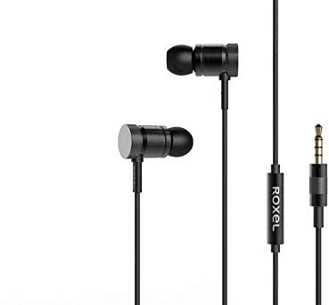 Roxel RX650 High Resolution Noise Isolating Earphone, Deep Bass and Rich Vocals with Built in Microphone, Tangle Free Braided Cable in ear Headphone for IOS and Android devices (Black)