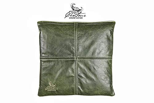 Centaur - Hochwertiges Leder Sitzkissen - Smaragdgrün 40x40 cm - Ideal für Stuhl oder Sitzbank - Abwaschbare Echtleder Stuhlkissen - Pflegeleichte Sitzauflage