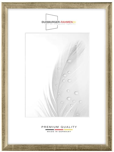 Duisburger-Rahmen24 DR24 25x35 Bilderrahmen (Silber Leaf) nach Maß, 35 mm breiter MDF Holzrahmen inkl. entspiegelter Anti-Reflex Kunstglasscheibe, stabiler Rückwand, Biegestiften und Aufhängern