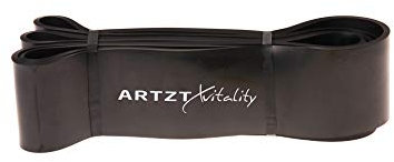 ARTZT vitality Theraband Power Band | Fitnessband aus pflegeleichtem Latex | Gymnastikband für Training von Kraft, Rücken, Bauch, Arme und Schultern Schwarz | Extra schwer, 104 cm