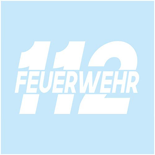 Autoaufkleber Feuerwehr 112 für Auto Motorrad Bus Boot Kfz Zubehör Sticker Selbstklebend Waschanlagenfest Löschen Bergen Feuer K087 (Weiß Glanz)