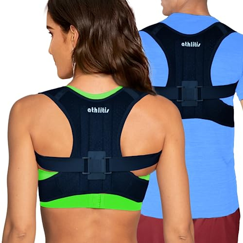 athlitis Correttore Postura Uomo Donna, DISP. MEDICO CE, Busto Ortopedico Fascia Posturale Spalle e Schiena Regolabile, Supporto Posturale Raddrizza Spalle, Fascia Elastica ed E-Book inclusi (L)
