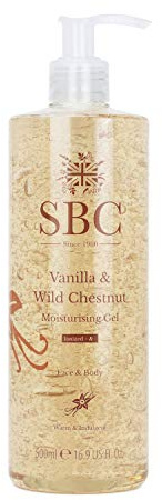 SBC Skincare - Feuchtigkeitscreme für Gesicht und Körper mit Vanille und Wildkastanie - 500 ml - Nährt, Erweicht und Beruhigt die Haut - Feuchtigkeitsgel - Vanilla & Wild Chestnut Moisturising Gel