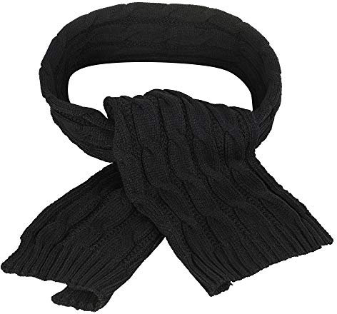 Cool4 Herbst Winter Unisex Strick Schal Rippen Zopf Muster Damen Herren A47 (Schwarz)