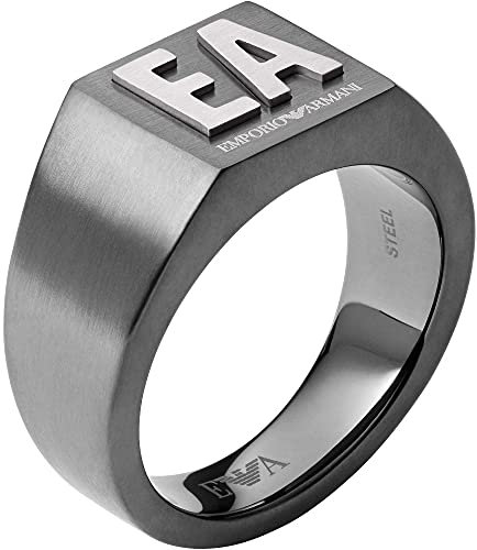 Emporio Armani Ring Für Männer Essential, Größe: 27mm X 25mm X 4mm Gunmetal Edelstahlring, EGS2755060
