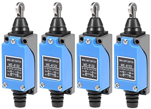 GUUZI 4 pezzi ME-8122 Interruttore di Finecorsa Momentaneo a Stantuffo a Rulli Incrociati 1NC + 1NO per Interruttore Porta Stampante 3D Fresatrice CNC 0~250V/5A