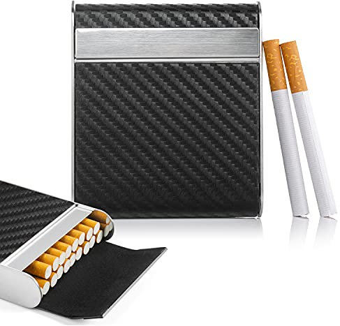 10 Farben Zigarettenetui Metall Zigarettenschachtel mit Magnetverschluss für 20 Zigaretten Zigarettenbox Edelstahl Zigarettenetui Zigarettencase für Männer Frauen Damen Herren Geschenk (black color1)