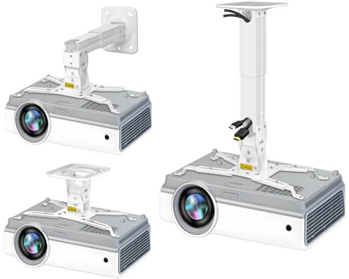 2-Be-Best Heavy Duty Projector Mount Max Load 45lbs / 21kg Extendable 11.4-15.3in / 29-39cm Projectors Ceiling Mount Universal Projector Mounts Angle Adjustable Strong White