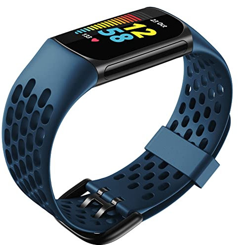 Tyogeephy Compatible avec Silicone Sport Bracelet Ajustable Remplacement Bracelet Fitbit Charge 5 Smart Watch
