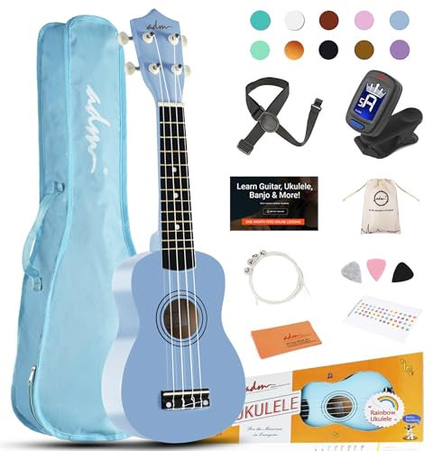 ADM Ukulele für Anfänger Hawaiian Holz Ukulele Kit für Kinder Erwachsene Studenten Anfänger Profi Paket Ukalelee mit kostenlosem Lerngürtel Stimmgerät