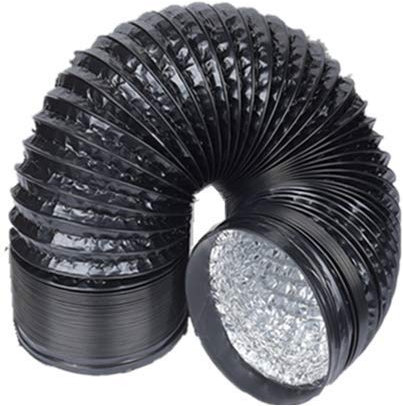 Schahba Aluflexschlauch PVC Lüftungsschlauch 4m (100mm * 4m) Schwarz - Flexibel, Hohe Druckfestigkeit, Für Lüftungssysteme