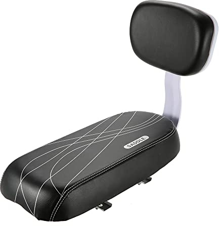 QIONGHA Bicycle Back Seat Cycling Bike Bicycle MTB PU Leather Soft Cushion Rear Rack Seat Children Seat with Back Rest, Black