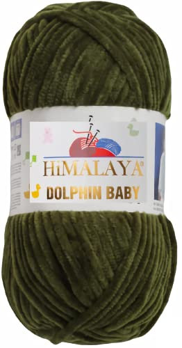 Strickfein Himalaya Dolphin Baby Wolle Garn Baumwolle Strickwolle zum Stricken häkeln (80361 Olivgrün)