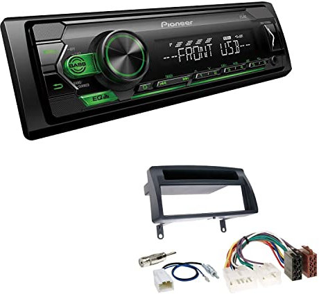 Pioneer MVH-S120UBG 1-DIN Autoradio mit grüner Beleuchtung und USB kompatibel mit Android-Smartphones inkl. Einbauset passend für Toyota Corolla 2001-2007 dunkelgrau