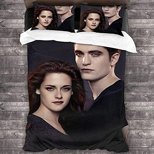ANSSON Twilight Bettwäsche Horrorfilm Bettbezüge & 2 Kissenbezug Mikrofaser The Twilight Saga Bettwäsche-Sets Vampire Edward Cullen (200x200cm+80x80cmx2, Twilight5)