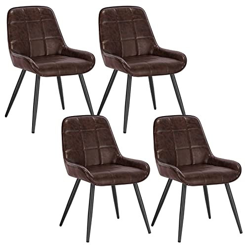 WOLTU Esszimmerstühle 4er Set, Polsterstuhl Kunstleder, Küchenstuhl gepolstert, Akzentstuhl für Wohnzimmer Schlafzimmer Küche, ergonomischer Stuhl mit Rückenlehne, Dunkelbraun, BH332dbr-4