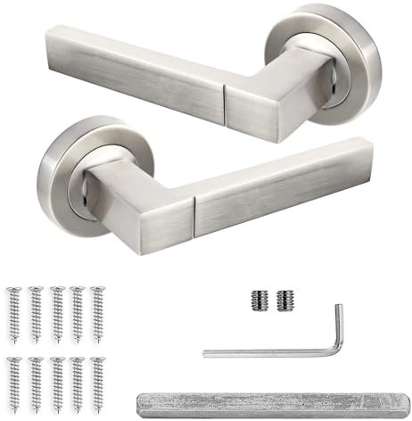 Decoranddecor Internal Door Handles Lever Italian Design Handles On Rose - Aluminium - Matt Black (POLAT-BC)