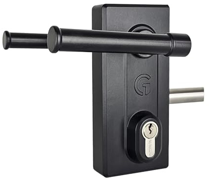 Gatemaster Superlock Bolt-On Latch Deadlock Gate Lock, Plain Handle, Superlock 2.0 (10–30mm Frame), Black Powder Coated