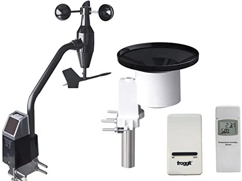 froggit DP1500 WiFi Wetterstation Gateway mit solarunterstützten Anemometer, selbstentleerender Regenmesser und Außenthermometer und Hygrometer