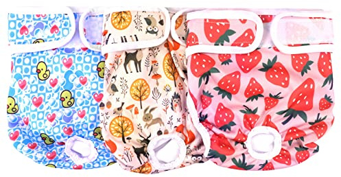 Medo Reusable Dog Nappies 3 Pack For Female Dogs xs 25-35 Cm | Soft Breathable Polyester, Absorbent Pad, Leakproof Outer Layer, Adjustable Fit, Washable For Heat And Incontinence