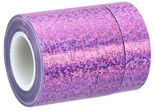 PATIKIL Scintillio Glitter Nastro 15mm x 5m, 4pz Olografico Arte Prisma Mascheratura Nastri Auto -Adesivo per Fai-da-Te Arte Artigianato Avvolgimento Decorazione, Rosa Viola