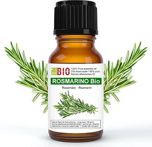 Rosmarino Bio Olio essenziale 100% Puro 50 ml - Uso interno Terapeutico Alimentare Diffusori Aromaterapia Cosmetica Cucina - Laborbio