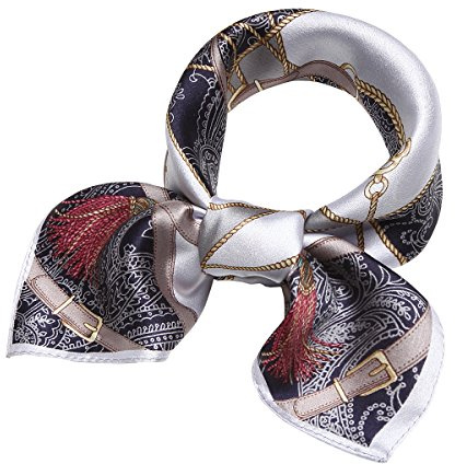LSHARON SILK 100% Mulberry Silk Scarf Lightweight Neck Scarf - 53x53cm - Digital Printed Small Square Wraps Pure Silk Scarves Natural Silk Neckerchief Headscarf Gift for Women Men