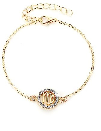 LODMLOER Zwölf Sternzeichen-Armband Mit Diamanten – Modisches Armband Mit Rundem Ausschnitt, Widder, Stier, Zwillinge, Krebs, Löwe, Sternzeichen, Schmuck, Studentenpaar, Geschenk