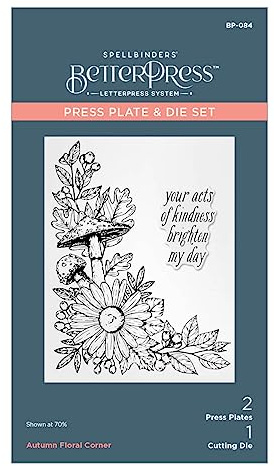Spellbinders The BetterPress Autumn Collection Eckpressplatte und Stanzschablonen-Set mit Blumenmuster