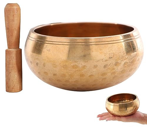 Gcroet 2pcs Bols de Chant tibétain 3,6 Pouces Bol tibétain avec bâton de Bois Chant Bol de méditation Portable de méditation pour Yuga, Pleine Conscience, soulagement du Stress
