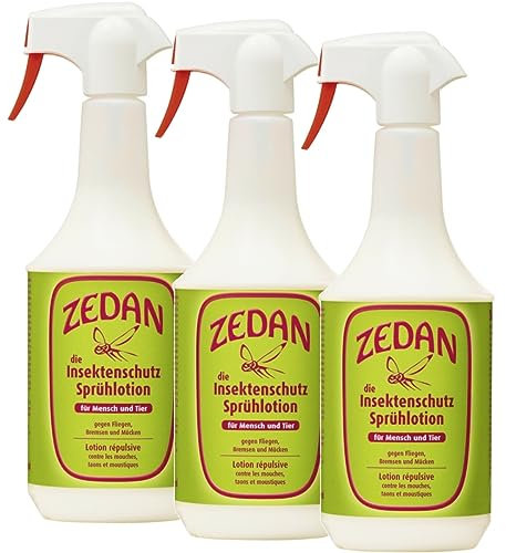RL24 Zedan SP - Insektenschutz Sprühlotion | gegen Bremsen, Fliegen & Mücken | Fliegenspray Pferd & Reiter | Fliegenschutz mit Geraniol & Zedernholzöl | 3 x 1000 ml Spray (3er Set)