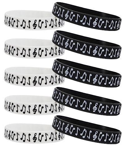 ULTECHNOVO 20 Braccialetti Silicone, Pezzi Braccialetto in Silicone con Motivo Nota Musicale, Adatto per Gli Amanti Della Musica, Festival di Musica Elettronica, Concerti, Feste in Piscina