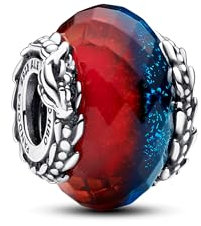 PANDORA X Game of Thrones Eis & Feuer Drachen Doppeltes Murano-Glas Charm aus Sterling Silber mit Emaille, Kompatibel Moments Armbändern, 792966C00