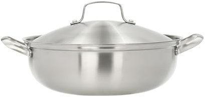 Bathrena Stainless Steel Wok Pan with Lid - Scratch Proof Cookware for Gas, Induction or Electric Stove (30cm)
