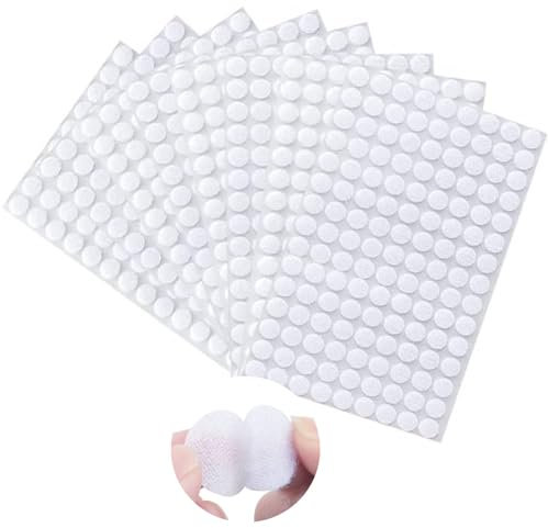 Klettpunkte Selbstklebend 10mm, Klett Klebepunkte 540 Stück, Klettverschluss Selbstklebend Rund Weiß, Self Adhesive Klebend Klettverschluss, für Schule Lernmaterial und häuslichen Gebrauch