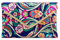 UShopUK Sac à main en satin à motif floral multicolore pour mariage, soirée, bleu marine, medium