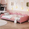 hrijusdif Kinder-Polsterbett, Multifunktions-Polsterbett, mit Armlehnen, mit Lattenrost, Jugendbett, Gästebett. Rosa (Pink + Upholstered)