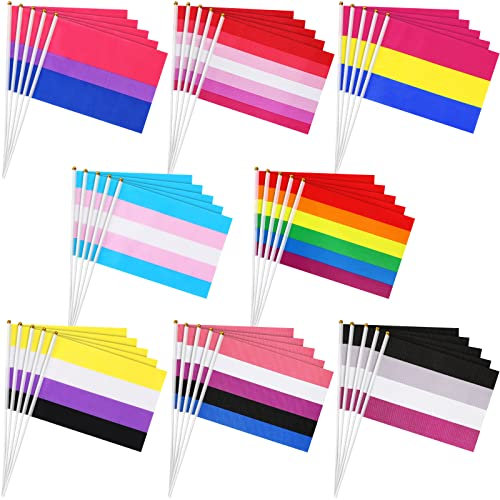 Preboun Regenbogen-Flagge, Bisexuell, Mini-Gay-Stick-Flaggen, Pansexuell, Mini-Pride-Flagge, Transgender, Lesben, Pride, Parade, Festival, Lesben, LGBT, Party-Dekorationen (gemischte Farben)