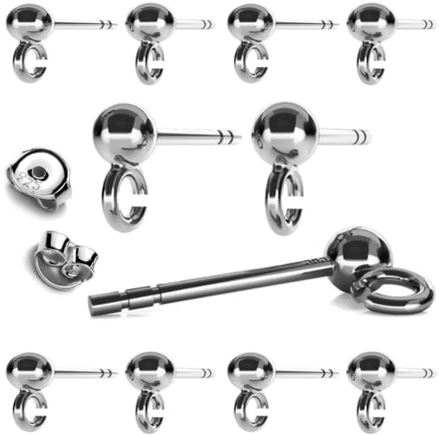 My-Bead 5 Paar Ohrstecker Rohlinge 925 Sterling Silber Ø 3mm Kugel Schmuckherstellung Ohrringe DIY